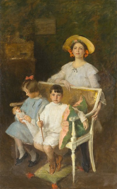 Grupo de Retratos (Dorothy, Helen e Bob), c.1904 (óleo sobre tela) de William Merritt Chase