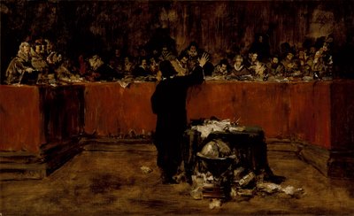 Esboço para um quadro - Colombo perante o Conselho de Salamanca (B) (Cristóvão Colombo perante o Conselho espanhol) de William Merritt Chase