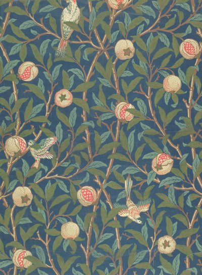 Papel de Parede &39;Pássaro e Romã&39;, impresso por John Henry Dearle (1860-1932), 1926 (wallpaper) de William Morris