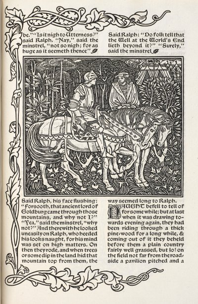 Ilustração para a história "O poço no fim do mundo". Ilustração e design de William Morris. de William Morris