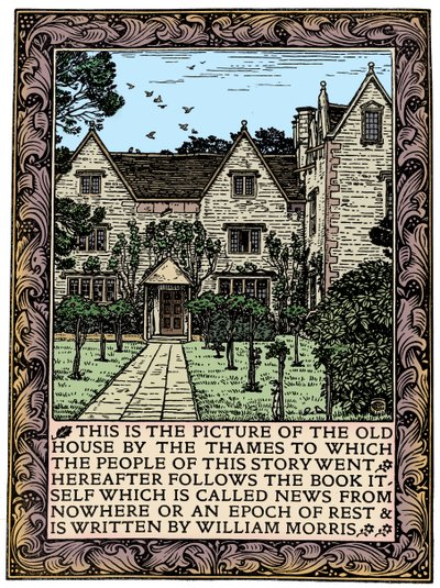 Kelmscott Manor, Gloucestershire, frontispício de News from Nowhere, c1892 1901 de William Morris