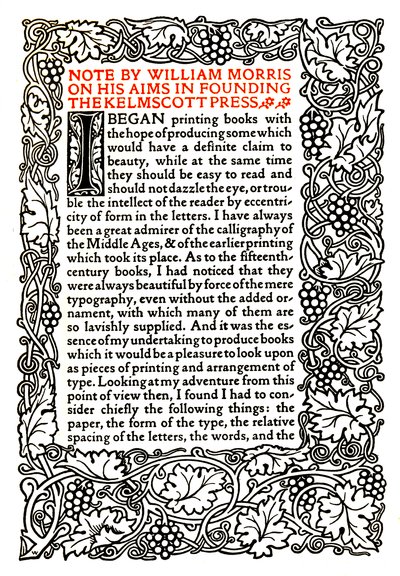 Kelmscott Press: Página impressa no Tipo Dourado, c.1895, 1914 de William Morris