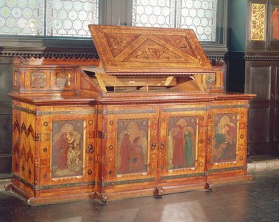 Gabinete de Lua de Mel do Rei Rene, desenhado por JP Seddon, 1862 (carvalho com painéis pintados) de William Morris