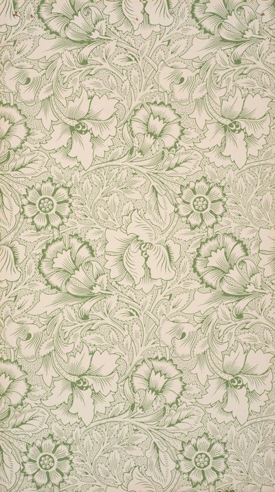 Rosa e Papoula. Papel de parede, 1881. de William Morris