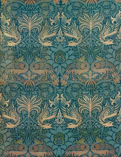 William Morris Peacock and Dragon Textile Design, c.1880 (estampa de bloco de madeira) de William Morris