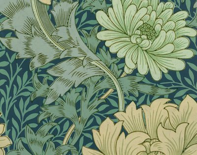 William Morris Wallpaper Sample com Chrysanthemum de William Morris