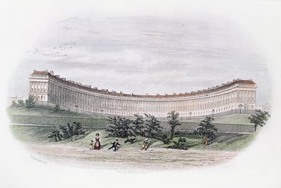 Royal Crescent, Bath, do parque, gravado por J. Shury, c.1840 de William N. Hardwick of Bath