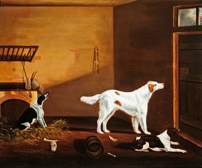 Três cães em um estábulo de William Nedham