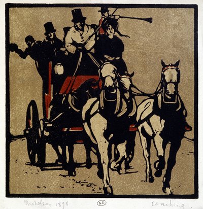 Uma carruagem ou uma diligência: "Coaching" - por William Nicholson (1872-1949) de William Nicholson