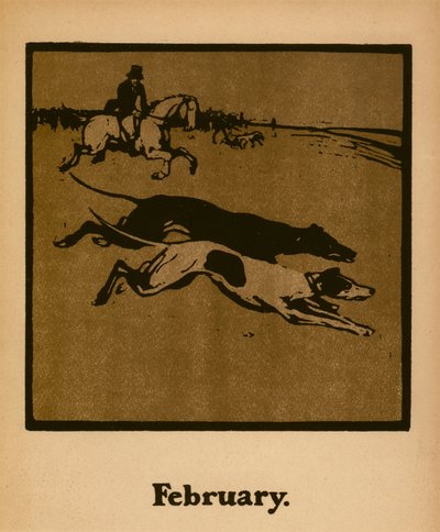 Curso (fevereiro), c.1898 (lito a cores) de William Nicholson
