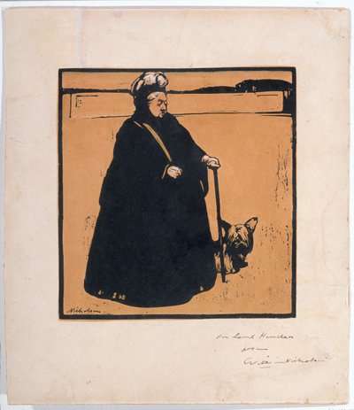 Retrato da rainha Victoria com cachorro rainha Victoria de William Nicholson