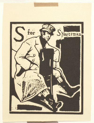 S é para Sportsman (impressão de bloco de madeira em papel) de William Nicholson