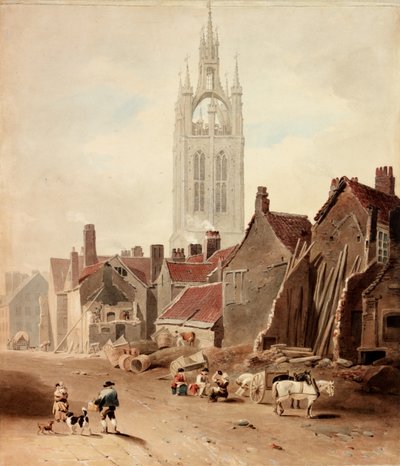 A demolição de casas no site da Collingwood Street, Newcastle upon Tyne (bodycolour) de William Nicholson