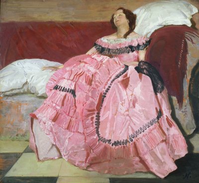 O Vestido Cor-de-Rosa (óleo sobre painel) de William Nicholson