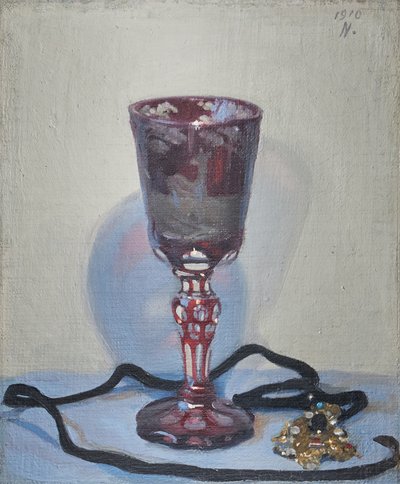 O Ruby Glass, Assinado e datado no canto superior direito de William Nicholson