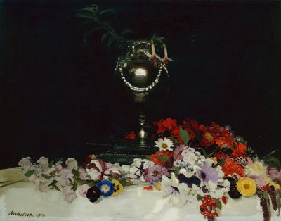 Urna e flores em uma mesa de William Nicholson