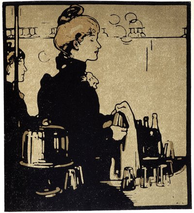 Young Woman Bartender, Londres - em "Types of London", de William Nicholson (1872-1949), ed Floury de William Nicholson