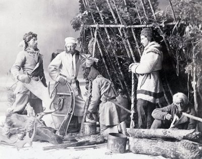 Life of the Trapper in Canada, foto de Nottman, por volta de 1890. de William Notman