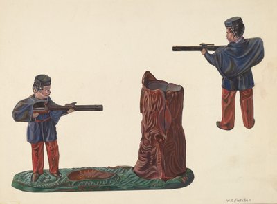 Civil War Soldier & Tree Trunk Bank, c. 1937. de William O. Fletcher