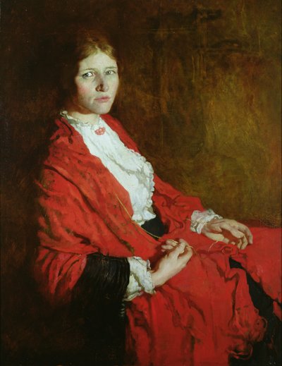 The Red Scarf (óleo sobre tela) de William Orpen