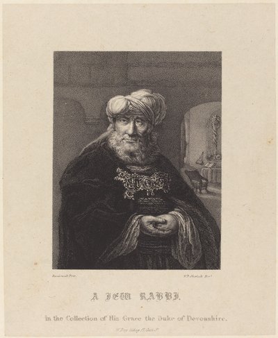 Um rabino judeu de William P. Sherlock after Rembrandt van Rijn