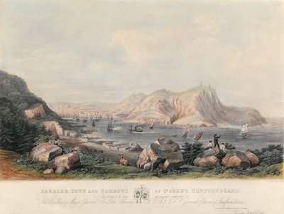 Porto, cidade e estreitos de São João, Terra Nova, gravados por T. Picken, c.1845 de William Pardoe Clarke
