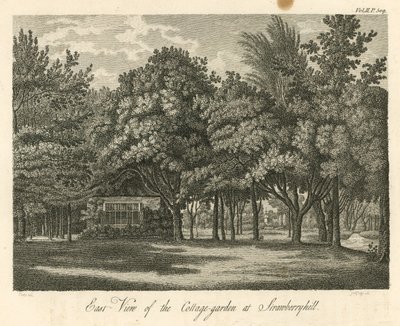 Vista leste do jardim da casa de campo em Strawberry Hill, Twickenham, Londres de William Pars