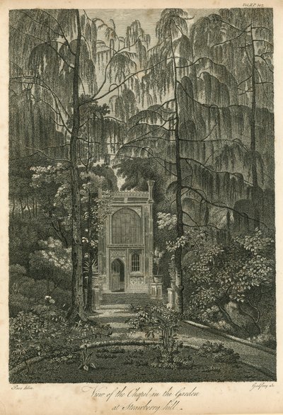 Vista, capela, jardim, moranguinho, colina, twickenham, londres de William Pars