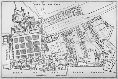 Uma cópia reduzida dos pescadores Planta do Palácio Real de Whitehall, tomada no reinado de Char de William Patten