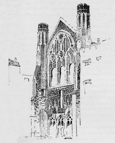 Frente leste da capela de St. Stephens, como apareceu após o incêndio de 1834, c1897 de William Patten