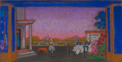 Jardim da Lebre de março (cenografia para Alice no País das Maravilhas) de William Penhallow Henderson