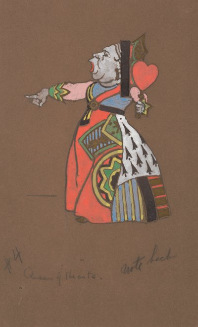 Desenho do traje da Rainha de Copas para Alice-in-Wonderland. de William Penhallow Henderson