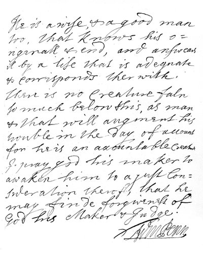 Uma carta de William Penn da Pensilvânia, final do século XVII-início do século XVIII, 1840. de William Penn