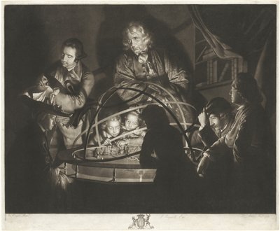 Um filósofo dando uma palestra sobre o Orrery de William Pether after Joseph Wright