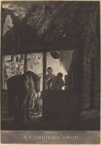 A loja do ferrador de William Pether after Joseph Wright of Derby