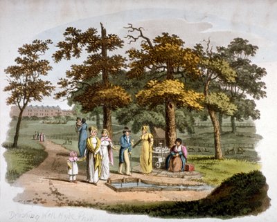 Vista de um poço de bebidas, Hyde Park, Westminster, Londres, 1812 de William Pickett