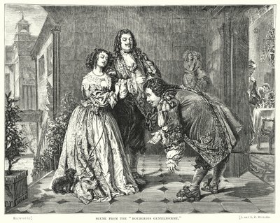 Cena do Bourgeois Gentilhomme (gravura) de William Powell (after) Frith