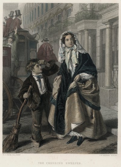 O Varredor de Travessia (gravação colorida) de William Powell (after) Frith