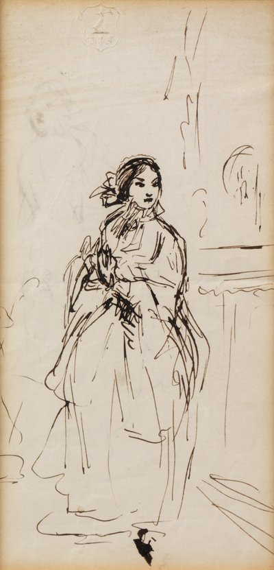 Garota com pressa (caneta e tinta) de William Powell Frith