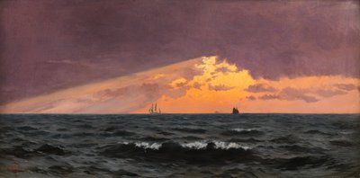 Antes do pôr do sol, tempestade chegando (óleo no painel) de William Pye