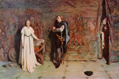 Shakespeare: Hamlet e Ofélia, Hamlet, Acto III, Cena 1 (cor litho) de William Quiller (after) Orchardson