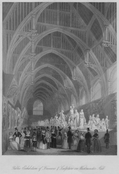 Exposição pública de afrescos e escultura em Westminster Hall, c1841 de William Radclyffe