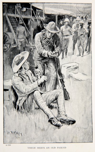 Yorke conhece um velho amigo, uma ilustração de "With Roberts to Pretoria: A Tale of the South African War", de GA Henty, pub. Londres, 1902 de William Rainey