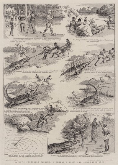 A pesca de crocodilos de um dia, a primeira e única experiência de um Shikari de William Ralston