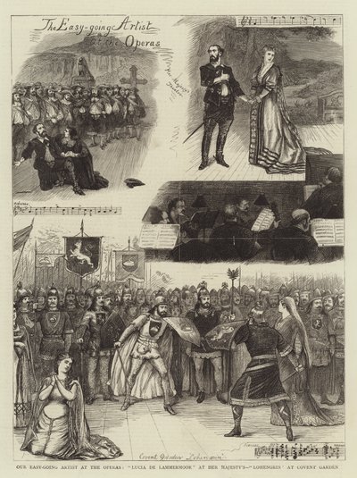 Nossa artista descontraída nas óperas, Lucia de Lammermoor em Sua Majestade, Lohengrin em Covent Garden de William Ralston