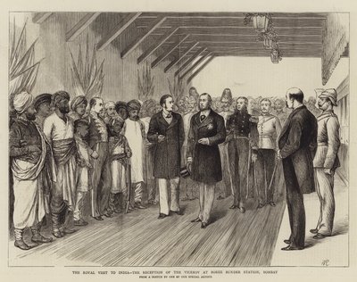 A visita real à Índia, a recepção do vice-rei na estação Boree Bunder, Bombaim de William Ralston