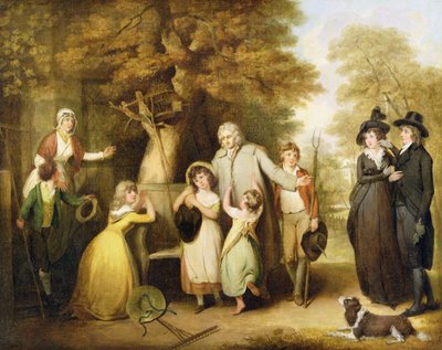 O herdeiro benevolente ou o inquilino restaurado para sua família (óleo sobre tela) de William Redmore Bigg