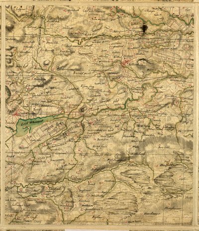 Mapa de Roy de Lowland Scotland, contendo Loch Whinnoch de William Roy