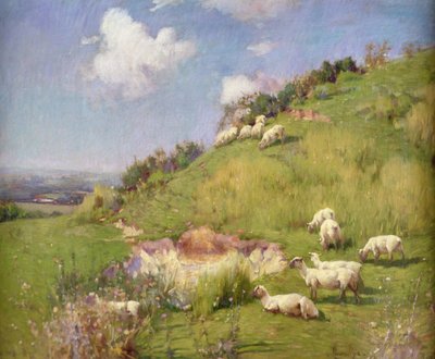 Ovelhas numa encosta (óleo sobre tela) de William Samuel Henry Llewellyn