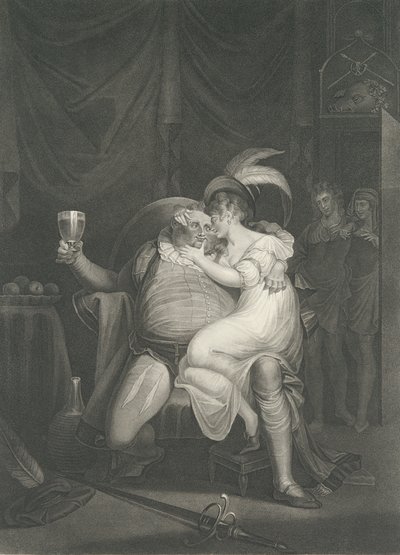 Doll Tearsheet, Falstaff, Henry and Poins Shakespeare, Kin..., publicado pela primeira vez em 1795, reeditado em 1852. de William Satchwell Leney